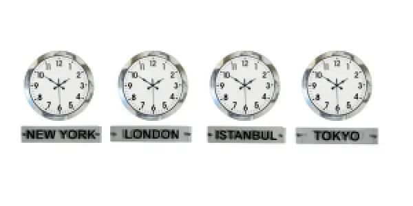4 lü Tabelalı 36 Cm Krom Metal Dünya Saati