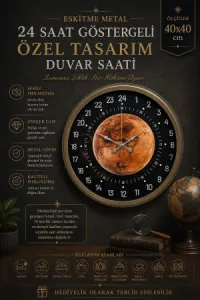 Göstergeli Eskitme Metal Duvar Saati 40 cm · Model 4095E