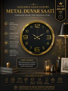 Gold Metal Duvar Saati 40 cm · Model 4010G