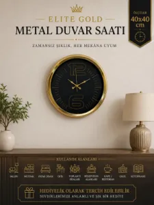 Gold Metal Duvar Saati 40 cm · Model 4012G