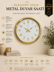 Gold Metal Duvar Saati 40 cm · Model 4043G