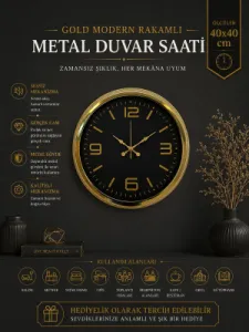 Gold Metal Duvar Saati 40 cm · Model 4044G