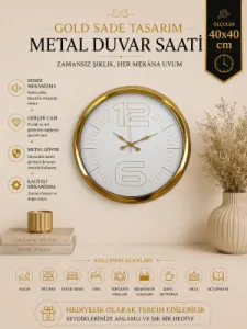 Gold Metal Duvar Saati 40 cm · Model 4048G
