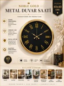 Gold Metal Duvar Saati 40 cm · Model 4073G