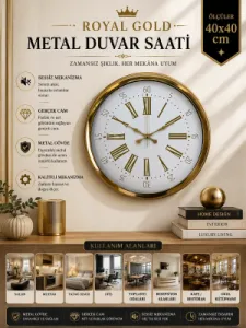 Gold Metal Duvar Saati 40 cm · Model 4074G
