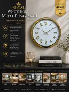 Gold Metal Duvar Saati 40 cm · Model 4075G
