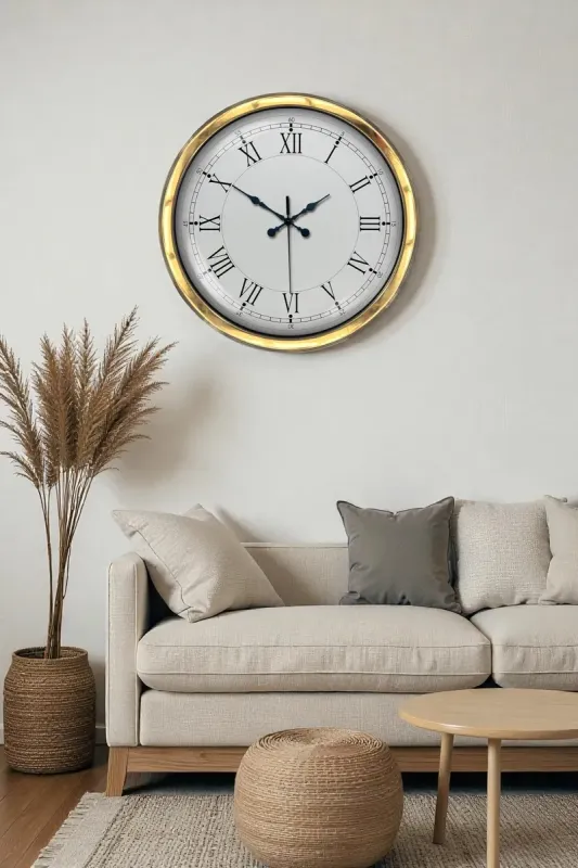 Roma Rakamlı Gold Metal Duvar Saati 40 cm · Model 4055G