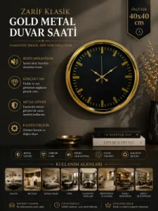 Gold Metal Duvar Saati 40 cm · Model 4088G