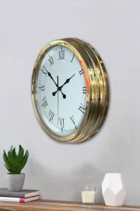 Roma Rakamlı Gold Metal Duvar Saati 40 cm · Model 4055G