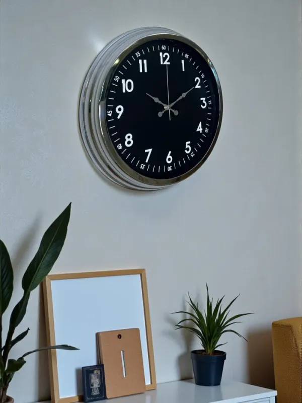 Krom Metal Duvar Saati 40 cm · Model 4007K