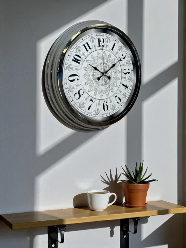 Krom Metal Duvar Saati 40 cm · Model 4019K