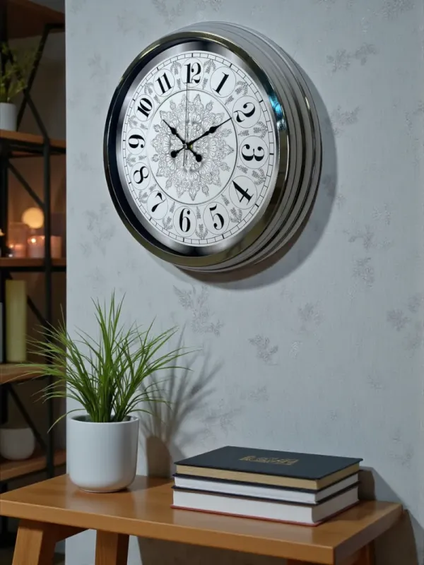 Krom Metal Duvar Saati 40 cm · Model 4019K