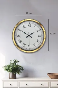 Roma Rakamlı Gold Metal Duvar Saati 40 cm · Model 4055G