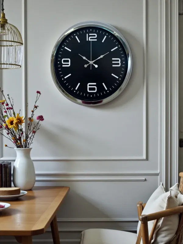 Krom Metal Duvar Saati 40 cm · Model 4045K