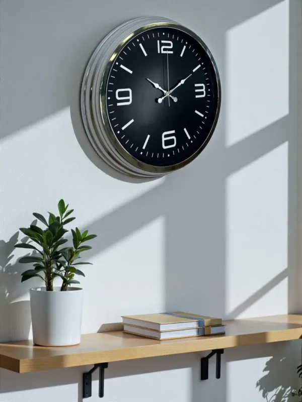Krom Metal Duvar Saati 40 cm · Model 4045K