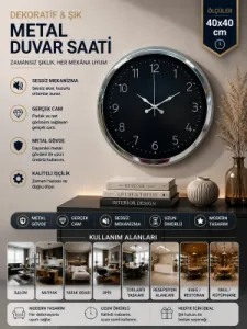 Krom Metal Duvar Saati 40 cm · Model 4047K