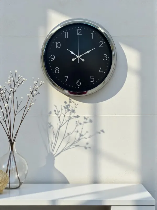 Krom Metal Duvar Saati 40 cm · Model 4047K