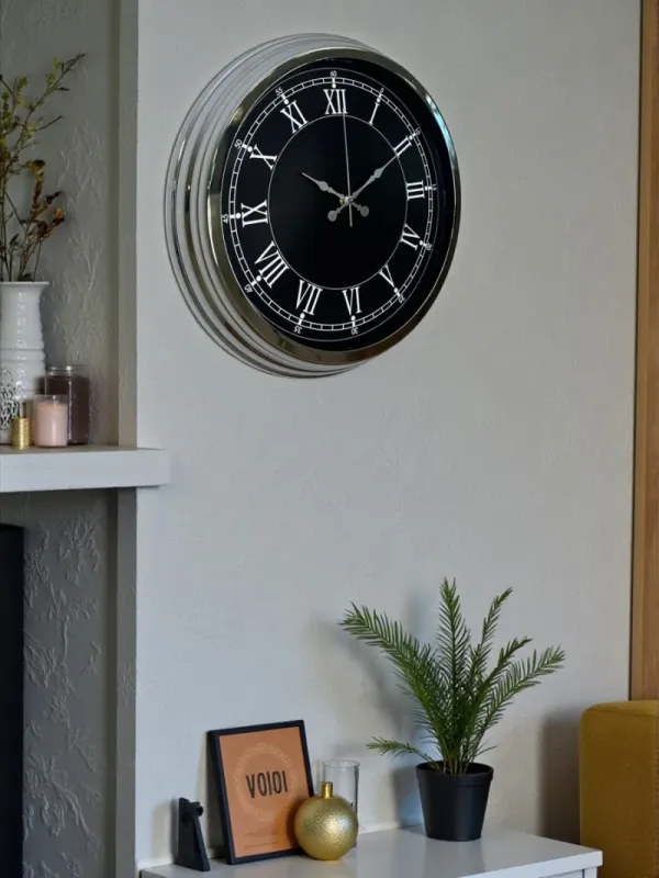 Krom Metal Duvar Saati 40 cm · Model 4051K
