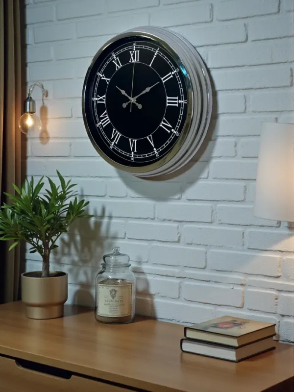 Krom Metal Duvar Saati 40 cm · Model 4051K