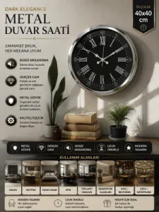 Krom Metal Duvar Saati 40 cm · Model 4059K
