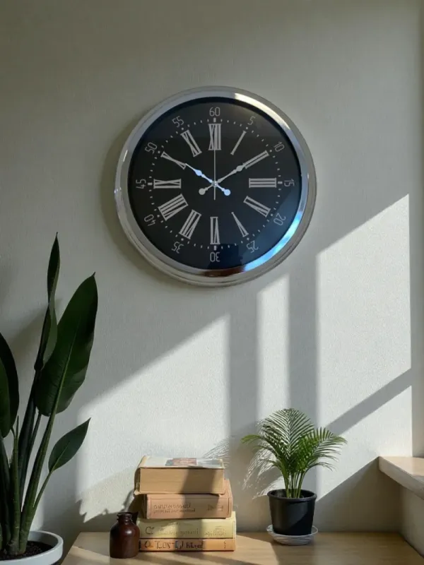Krom Metal Duvar Saati 40 cm · Model 4059K