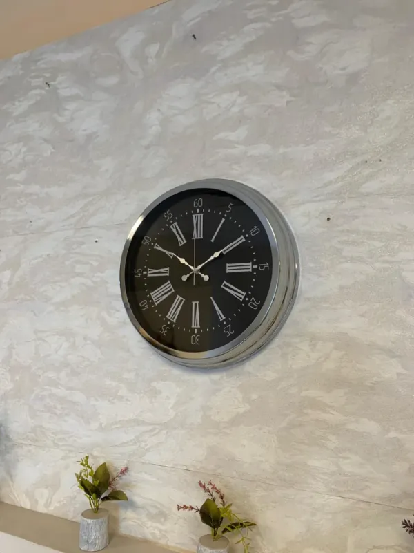 Krom Metal Duvar Saati 40 cm · Model 4059K