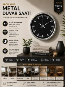 Krom Metal Duvar Saati 40 cm · Model 4087K