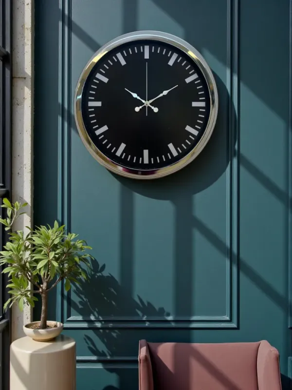 Krom Metal Duvar Saati 40 cm · Model 4087K