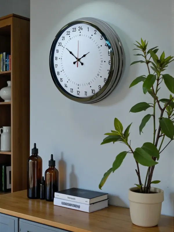 Göstergeli Krom Metal Duvar Saati 40 cm · Model 4097K