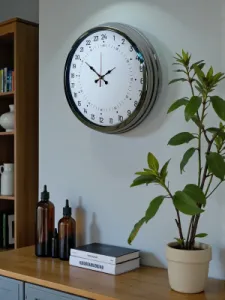 Göstergeli Krom Metal Duvar Saati 40 cm · Model 4097K