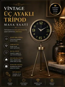 Retro Görünümlü Eskitme Metal Masa Saati 45 x 26 cm · Model MT-2010E