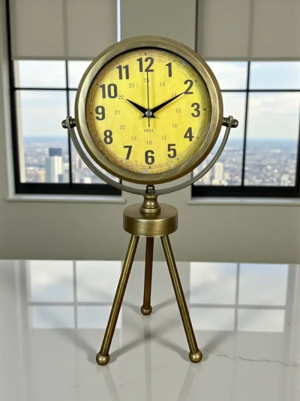 Retro Görünümlü Eskitme Metal Masa Saati 45 x 26 cm · Model MT-2013E
