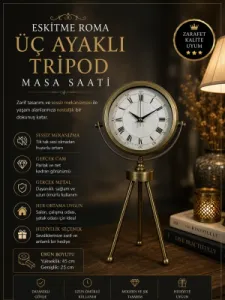 Roma Rakamlı Eskitme Metal Masa Saati 45 x 26 cm · Model MT-2056E