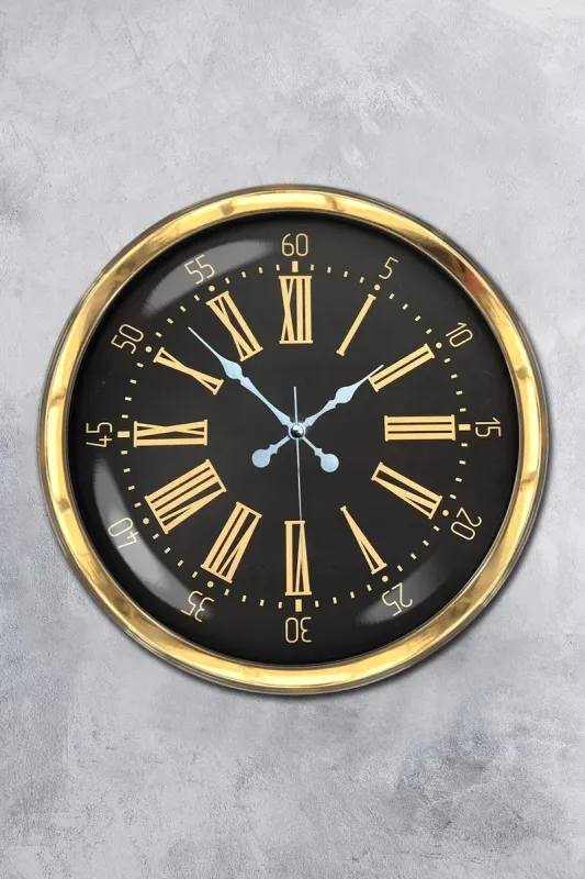 Roma Rakamlı Gold Metal Duvar Saati 40 cm · Model 4058G