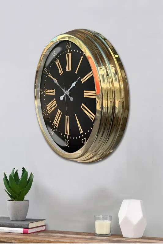Roma Rakamlı Gold Metal Duvar Saati 40 cm · Model 4058G
