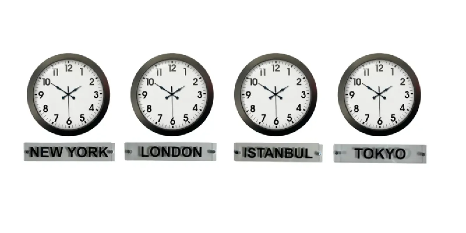 4 lü Tabelalı 36 Cm Siyah Metal Dünya Saati