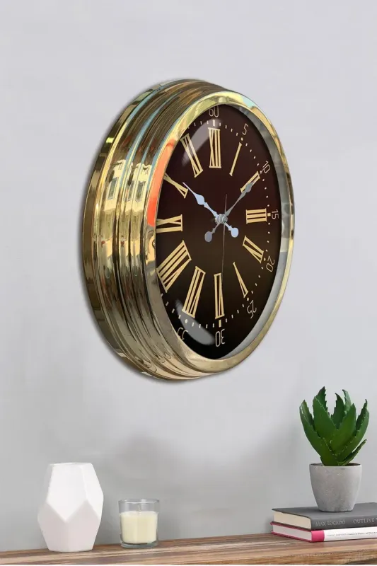 Roma Rakamlı Gold Metal Duvar Saati 40 cm · Model 4058G