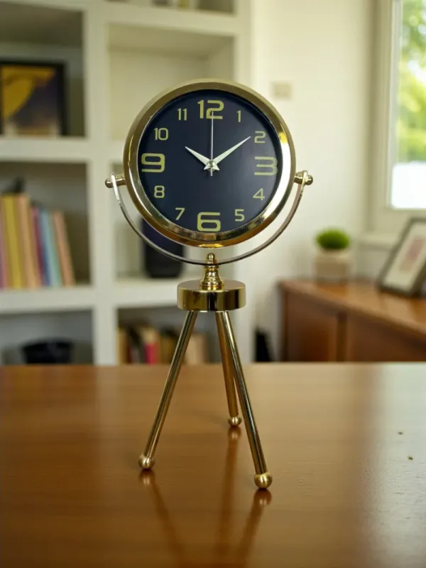 Retro Görünümlü Gold Metal Masa Saati 45 x 26 cm · Model MT-2010G