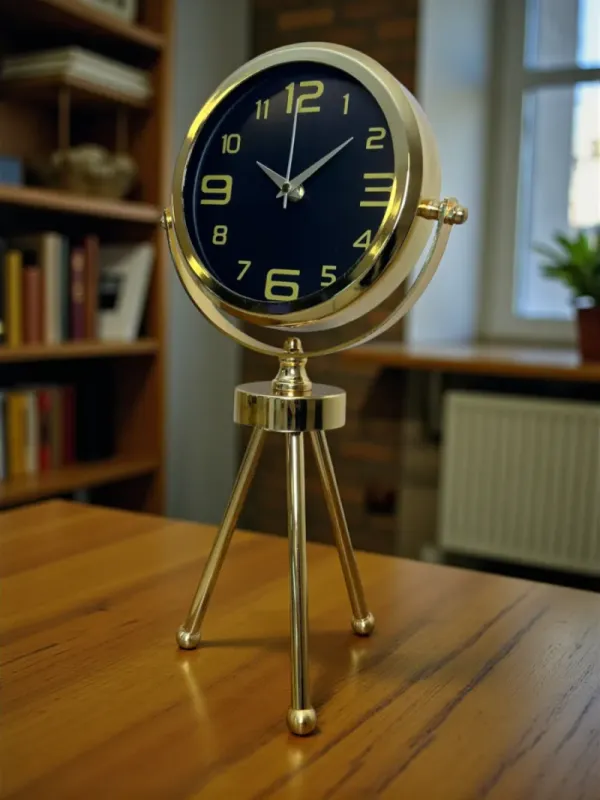 Retro Görünümlü Gold Metal Masa Saati 45 x 26 cm · Model MT-2010G