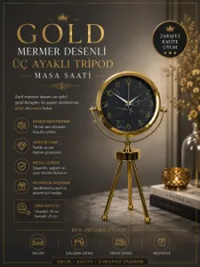 Gold Metal Masa Saati 45 x 26 cm · Model MT-2011G