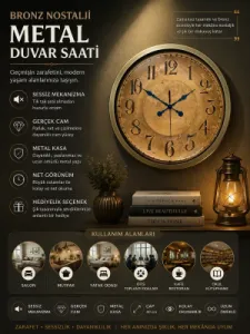 Eskitme Metal Duvar Saati 40 cm · Model 4015E