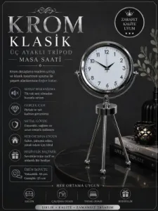Krom Metal Masa Saati 45 x 26 cm · Model MT-2005K