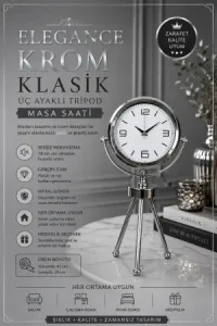 Krom Metal Masa Saati 45 x 26 cm · Model MT-2008K