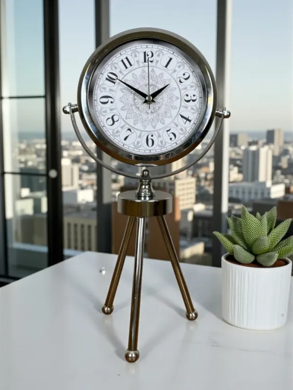 Krom Metal Masa Saati 45 x 26 cm · Model MT-2019K