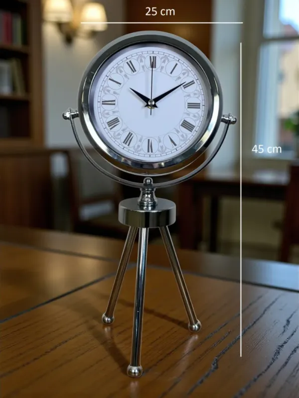 Krom Metal Masa Saati 45 x 26 cm · Model MT-2063K