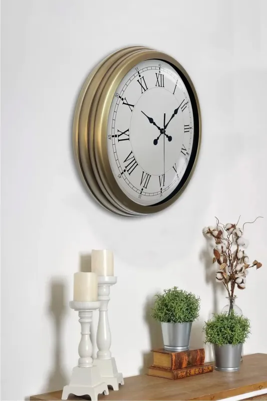 Roma Rakamlı Retro Görünümlü Eskitme Metal Duvar Saati 40 cm · Model 4055E