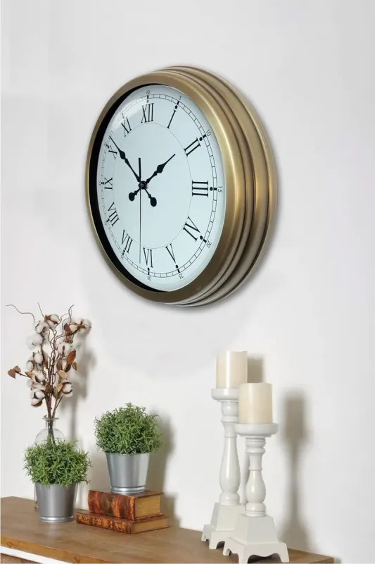 Roma Rakamlı Retro Görünümlü Eskitme Metal Duvar Saati 40 cm · Model 4055E