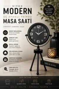 Siyah Metal Masa Saati 45 x 26 cm · Model MT-2009B