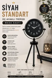 Siyah Metal Masa Saati 45 x 26 cm · Model MT-2031B