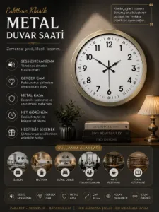 Eskitme Metal Duvar Saati 40 cm · Model 4005E